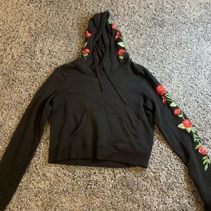 Hollister cropped hoodie with roses